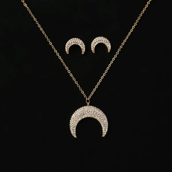 Fashion Jewelry Creative Moon Jewelry Set for Her with Zircon in 925 Sterling Silver