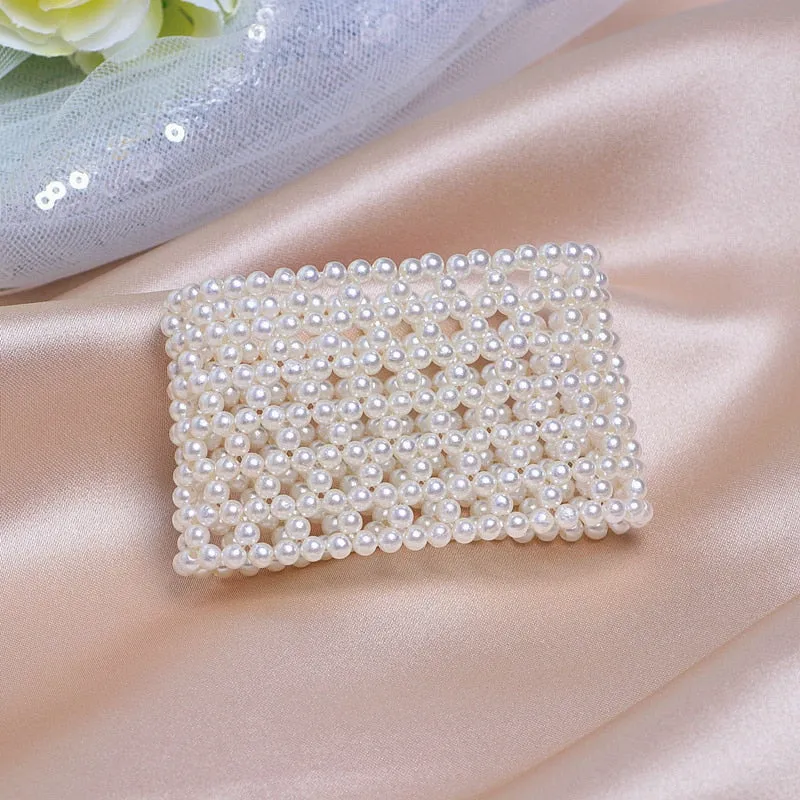 Fashion Jewelry Multilayer Knitting White Imitation Pearl Bracelet for Women