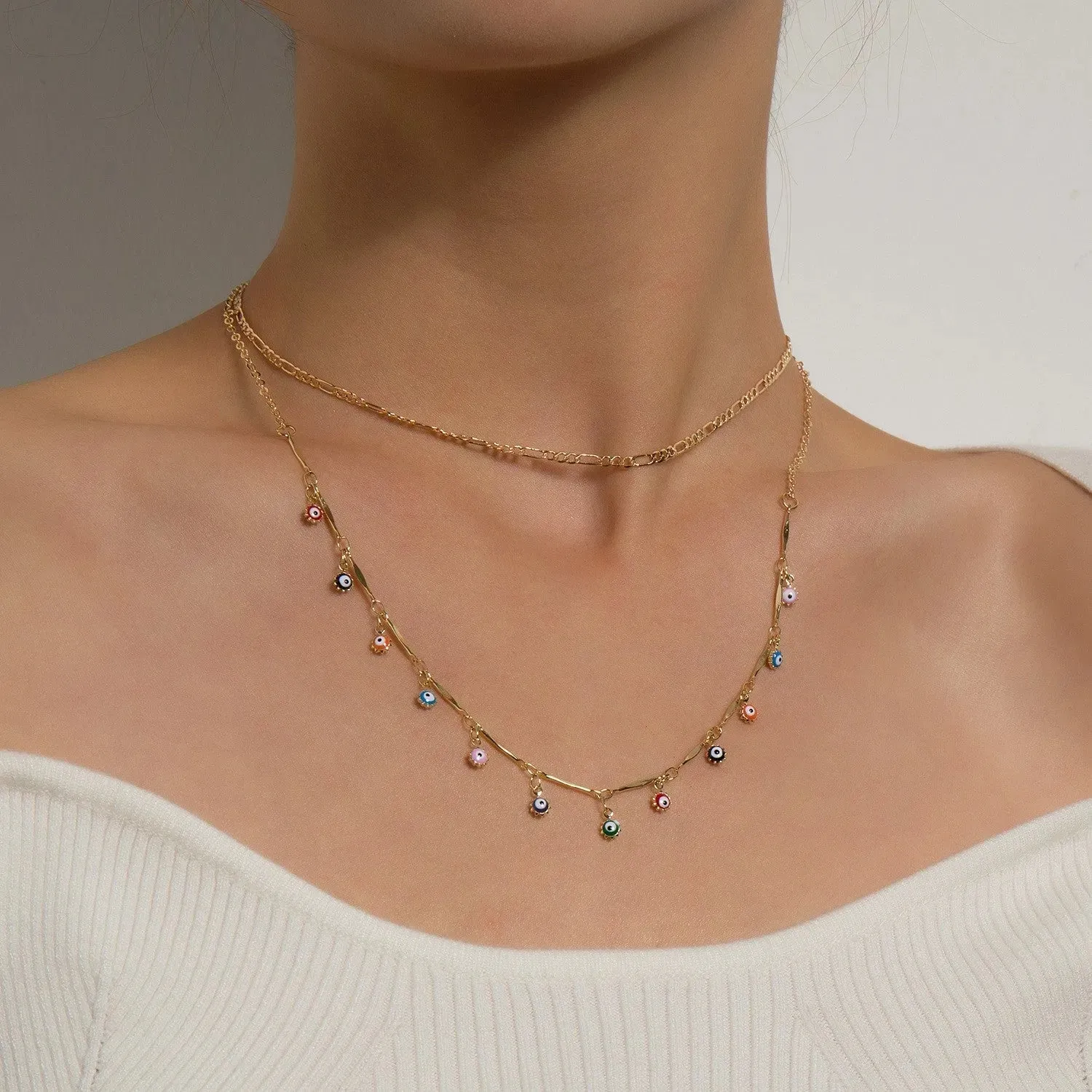 Gold Plated Choker Layered Necklsce For Women & Girls Alloy Necklace