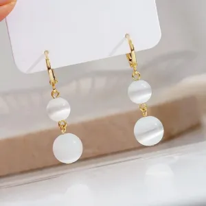 Gold Plated Drop Pearl Decor Long Korean Earrings For Womens & Girl Pearl Alloy Earring Set - Pair Of 1