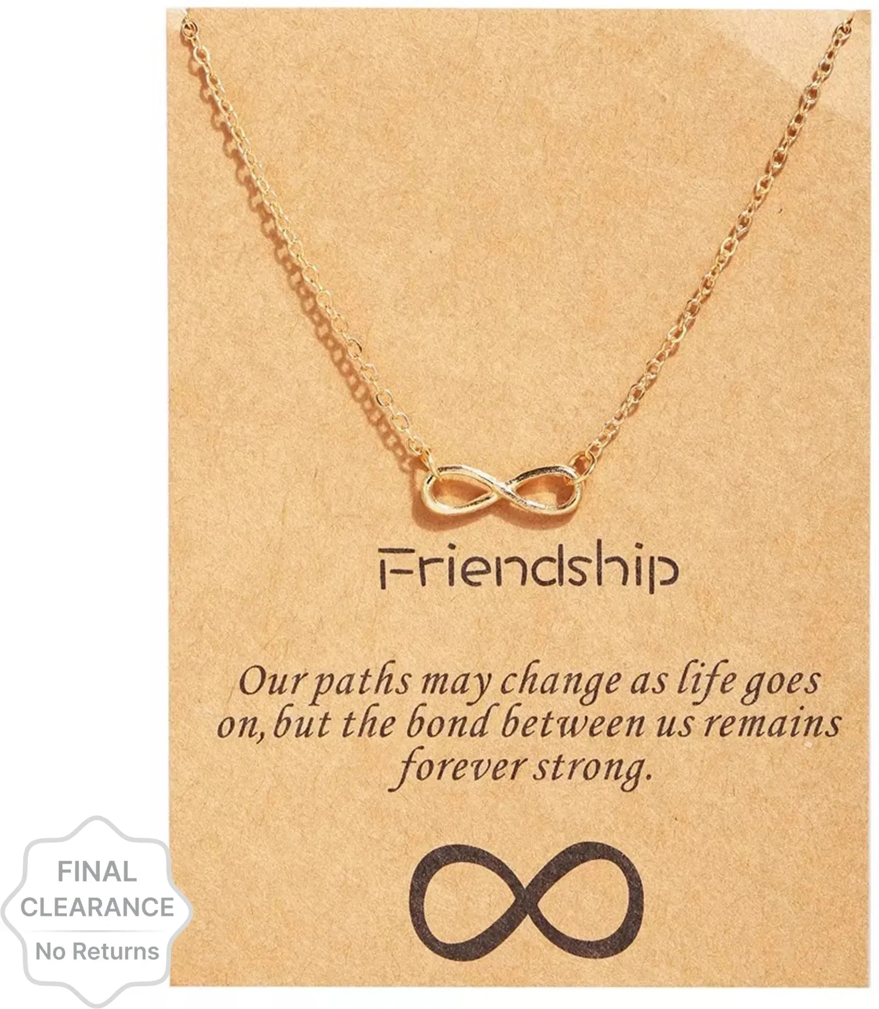 Gold Plated Infinity Necklace With Card For Women & Girls Zircon Alloy Necklace