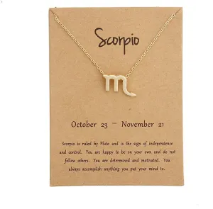 Gold Plated Scorpio Zodiac Pendant Symbol Zodiac Sign Necklace Alloy Necklace