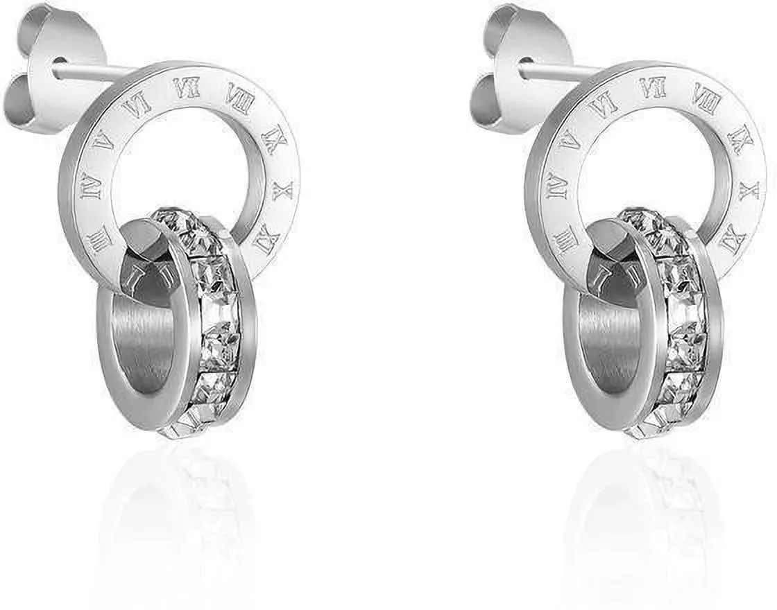 Gold Plated Stainless Steel Cz Stone With Iconic Star Frame Decor Earrings Cubic Zirconia Stainless Steel Stud Earring