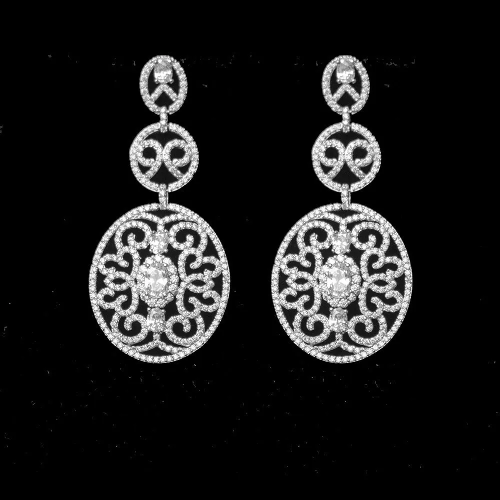 Gothic CZ micro pave earrings, Sterling Silver Posts, Bridal Earrings, Brides, Bridesmaids