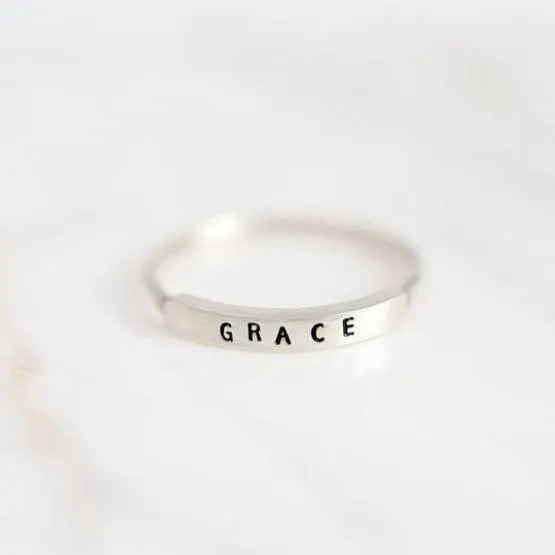 Grace: Diamond Dusted Message Ring