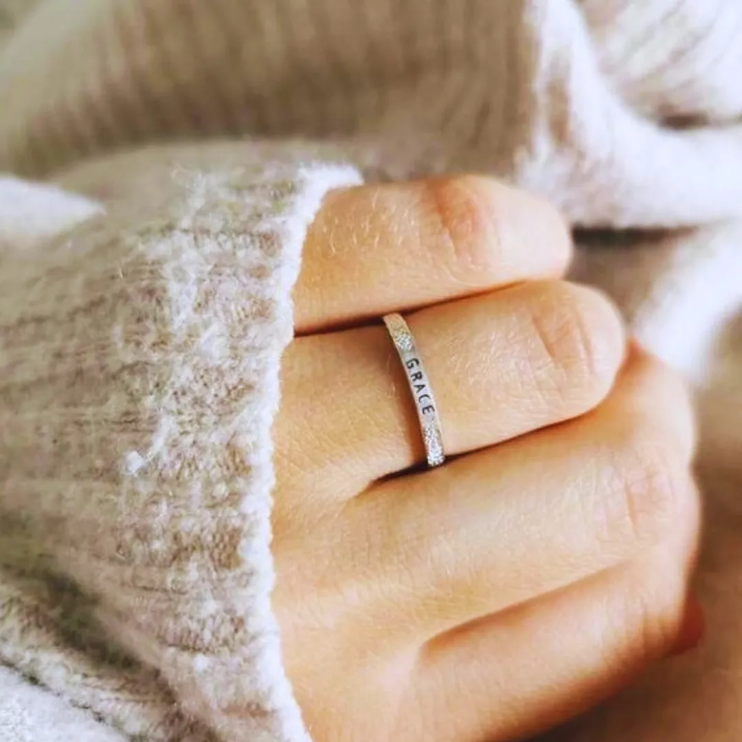 Grace: Diamond Dusted Message Ring