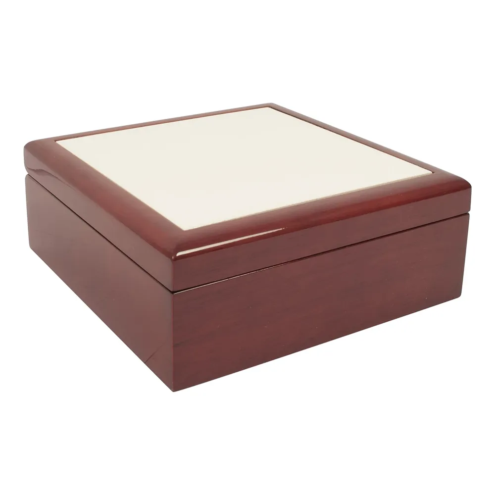 HPN SubliCraft 4" x 4" Wooden Jewelry Box with Sublimation Ceramic Photo Tile Lid Insert - 36 per Case