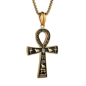 HZMAN Stainless Steel Large Ankh Cross Pendant