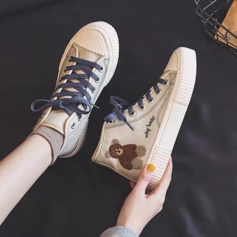 INS ULZZANG CUTE BEAR CANVAS SHOES BY92999