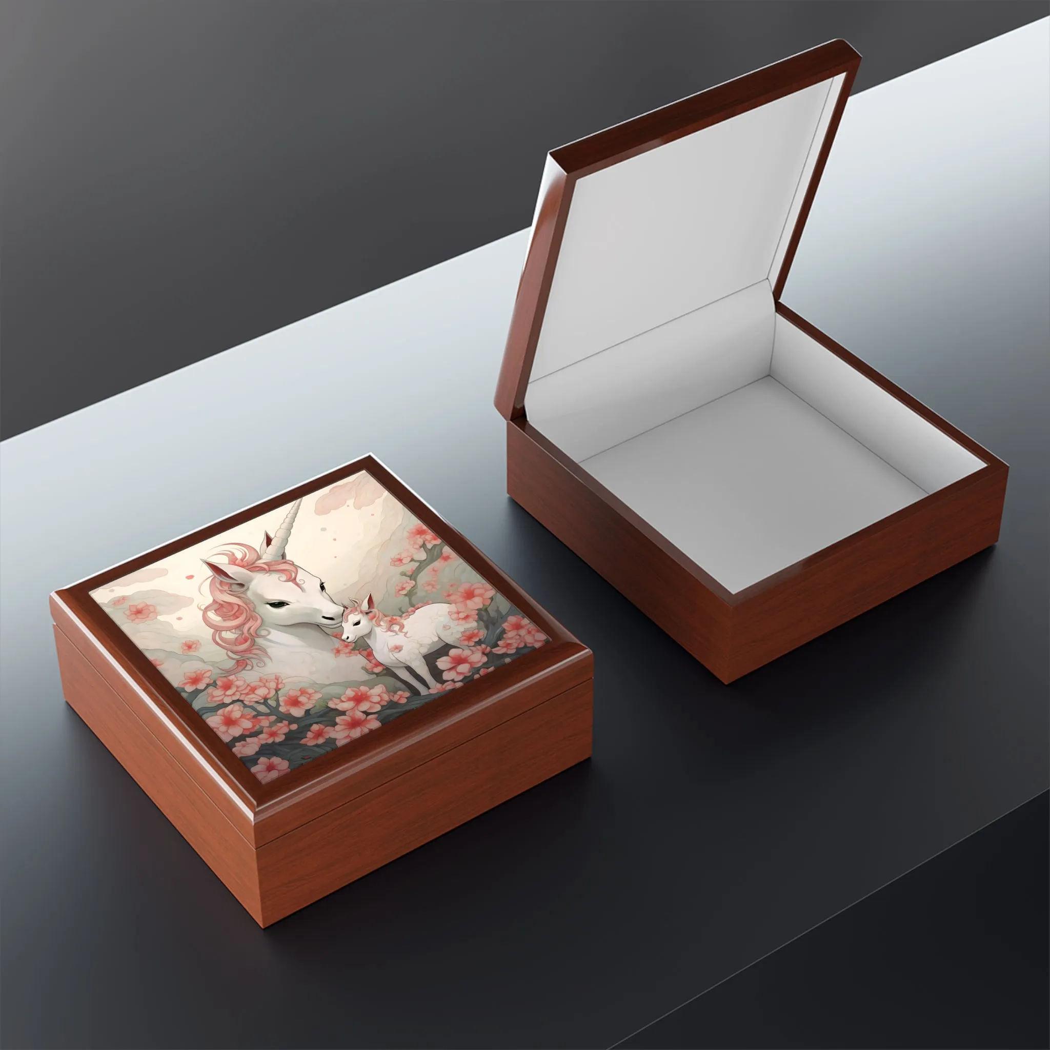 Japandi Unicorn and Baby Jewelry Box