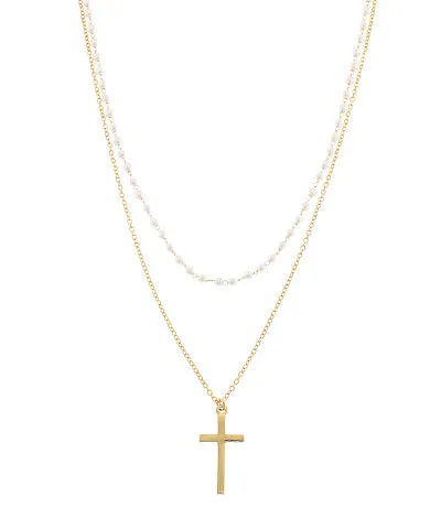 Jenna Double Chain Cross Necklace