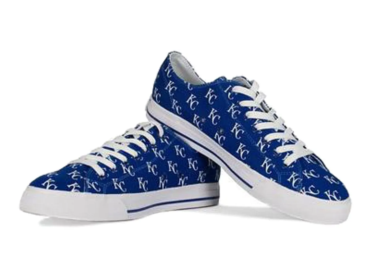 Kansas City Royals Row One WOMEN'S Blue Multi Logo Canvas Lace Up Shoes