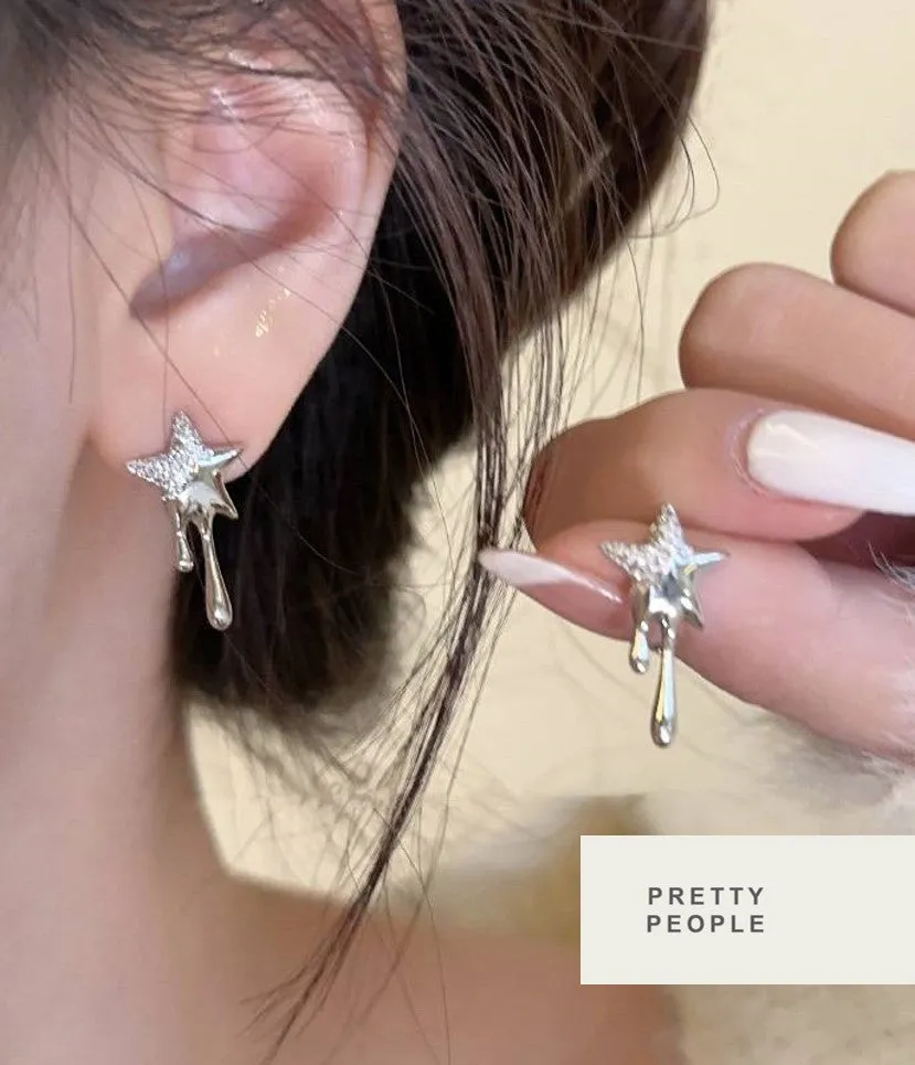 Melting Star Rhinestone Earring