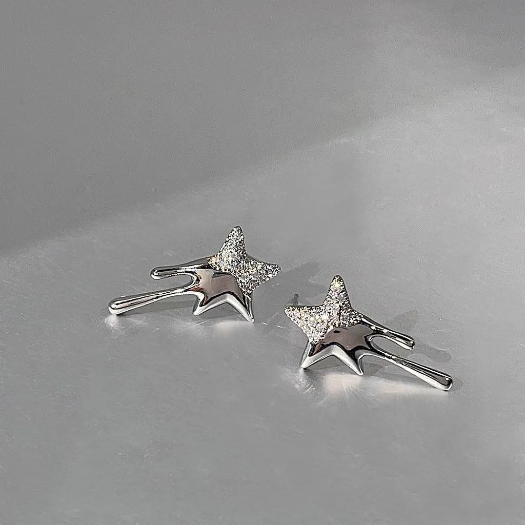 Melting Star Rhinestone Earring