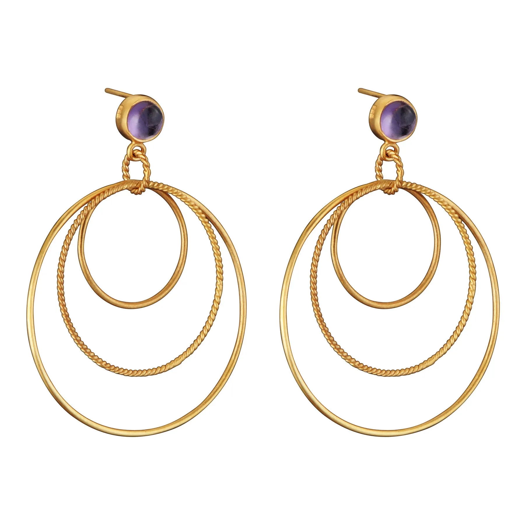 Modern 14K Gold Plated Sterling Silver Large Circle Earrings