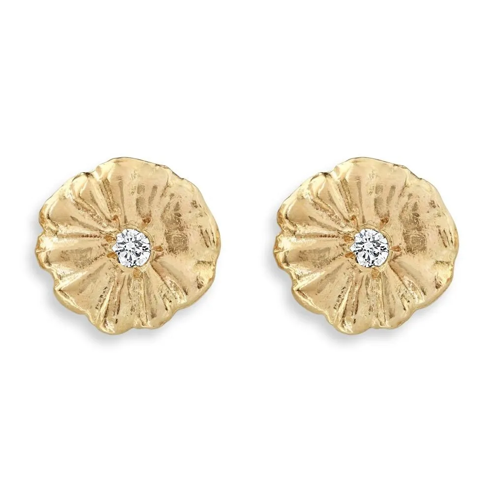 Montauk Daisy Stud Earrings With Diamond