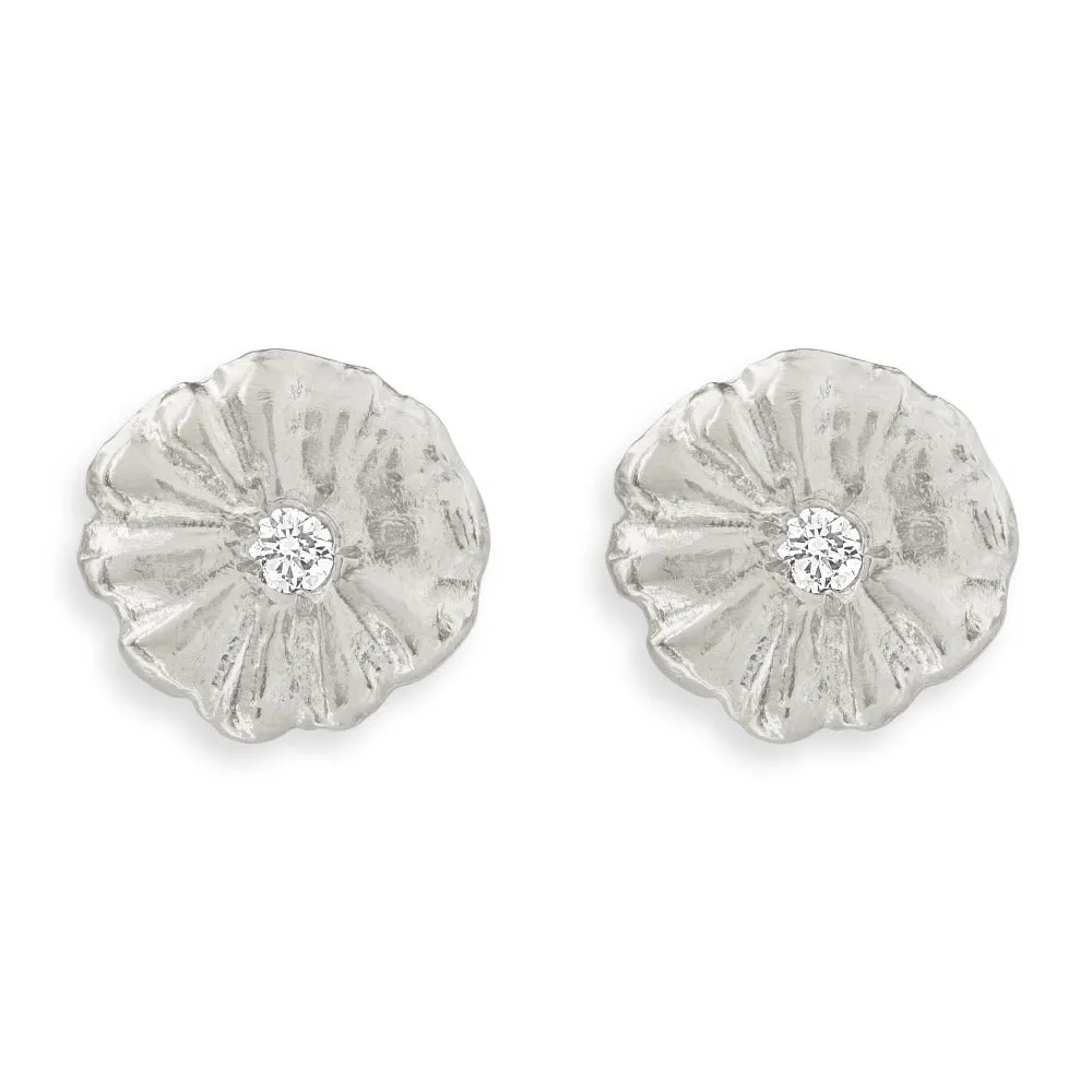 Montauk Daisy Stud Earrings With Diamond