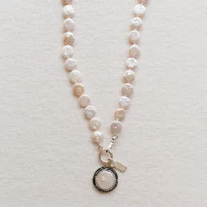 Pearly Girls Classic Necklace | Coin Pearl with Marcasite Pendant | By Pearly Girls