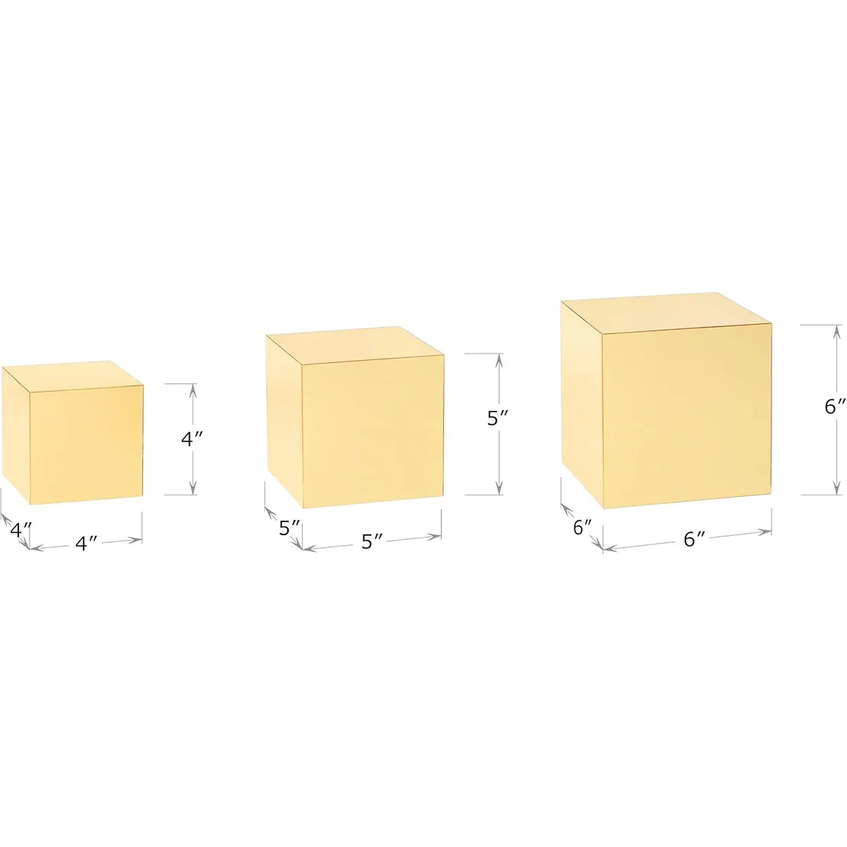 Red Co. Glossy Gold Acrylic Cube Display Nesting Riser Stands with Hollow Bottoms - 3-Pack