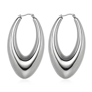 Reriti Intensity Stainless steel Silver Oval Hoop Earrings