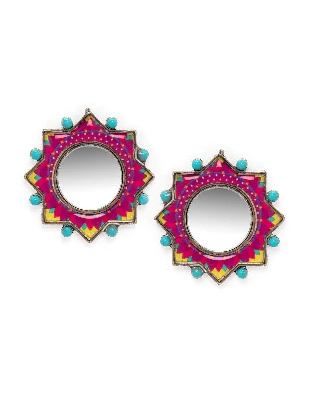 Rubans Set Of 2, Oxidized Finish With Multicolor Stone Studded Earrings