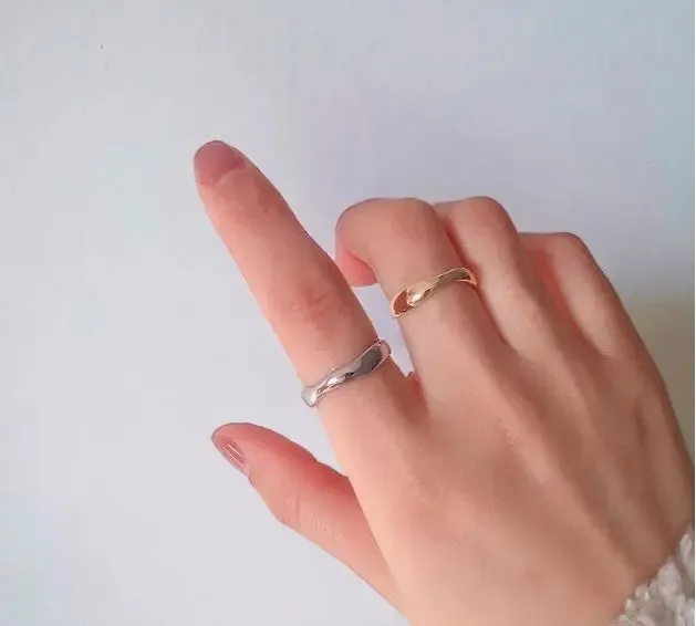 S925 Silver | Gold Curved Ring