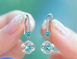 Silver 925 Jewelry Earrings Sapphire Silver Korean Ear Jewelry White/Blue/Pink Color Earrings