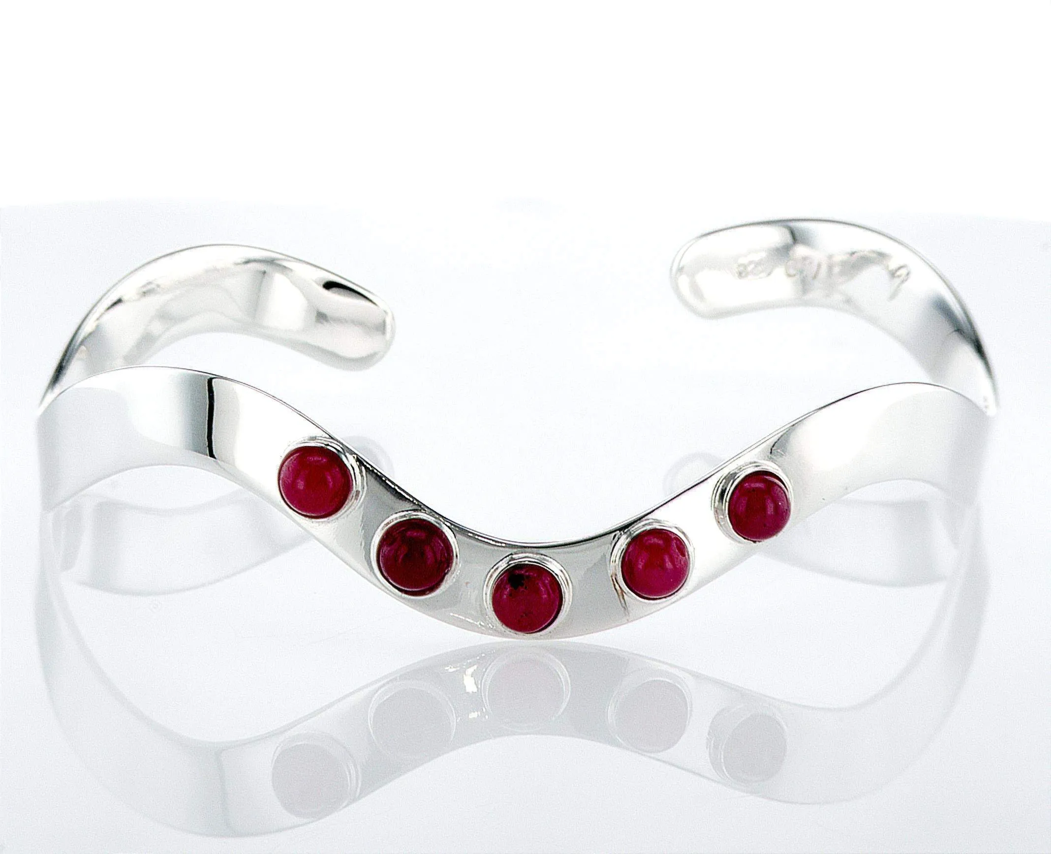 Silver wave Bracelet  Ruby