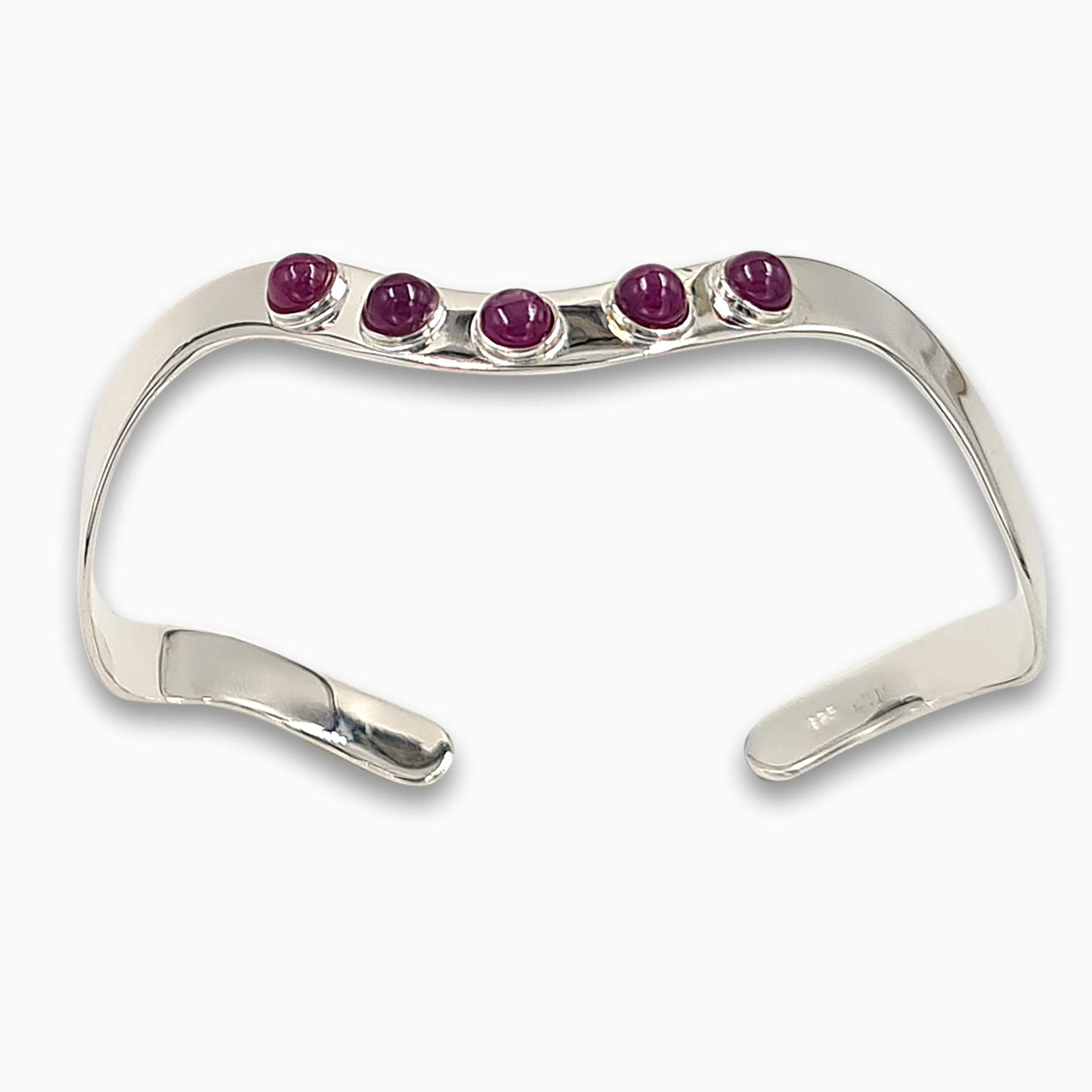 Silver wave Bracelet  Ruby