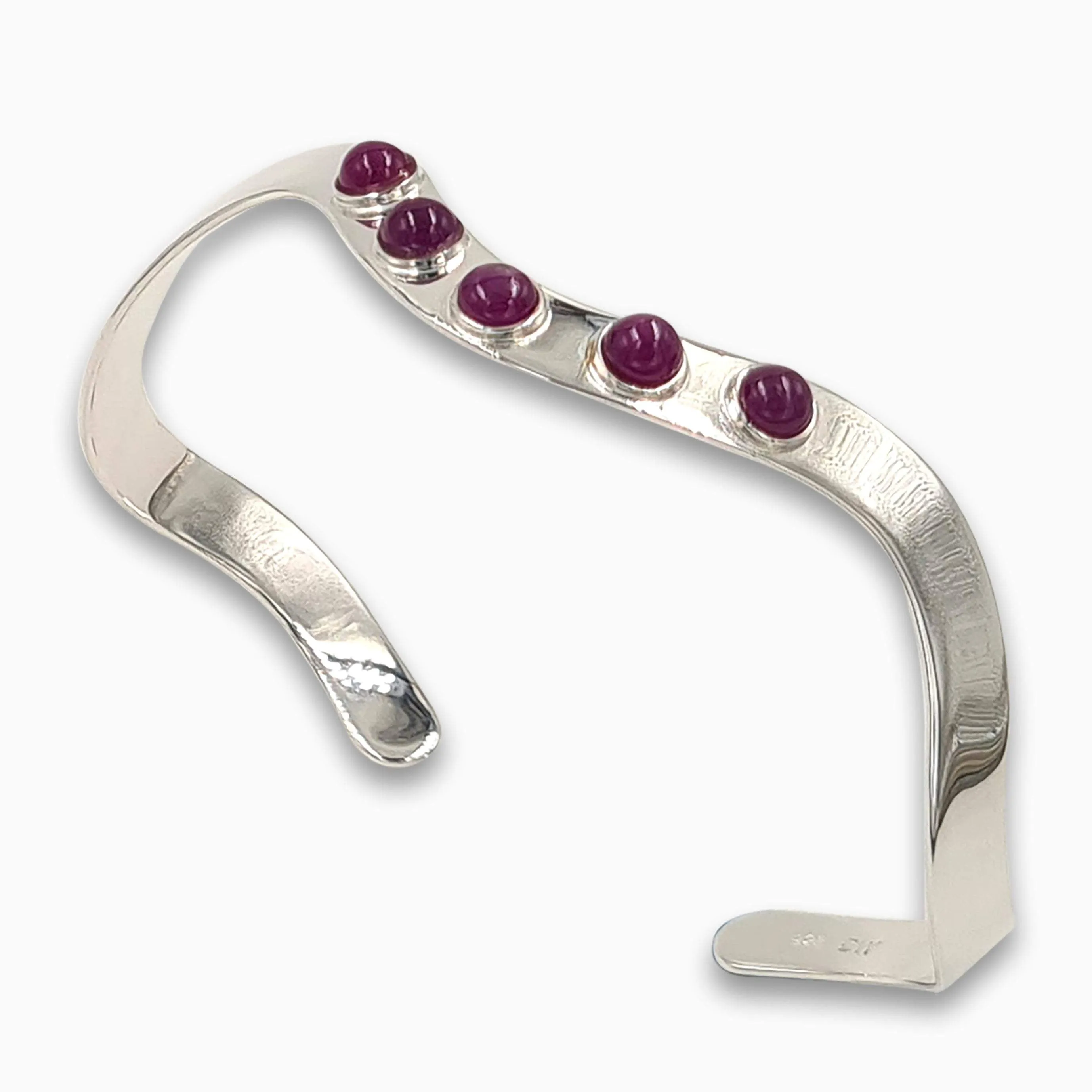 Silver wave Bracelet  Ruby