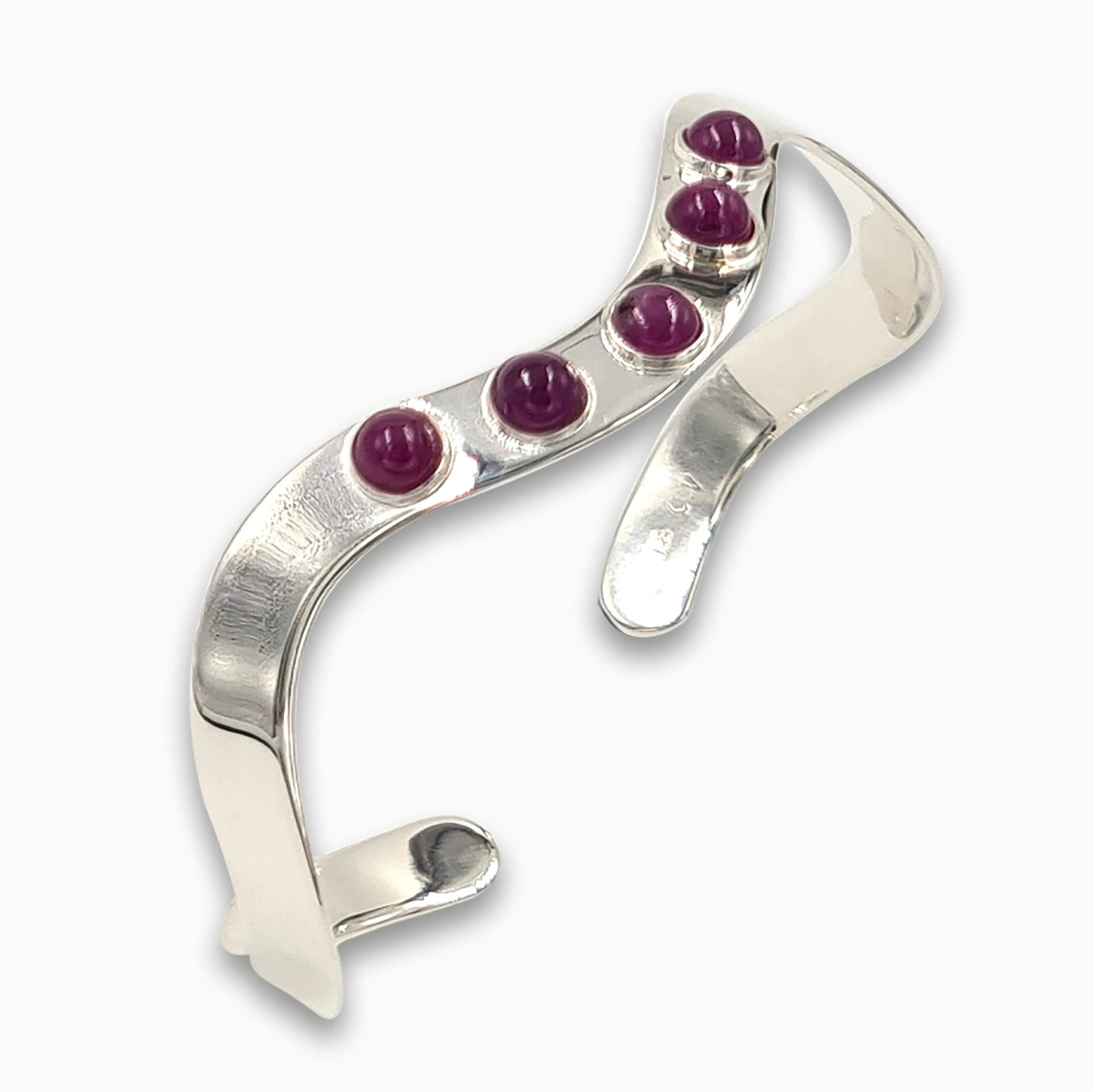 Silver wave Bracelet  Ruby