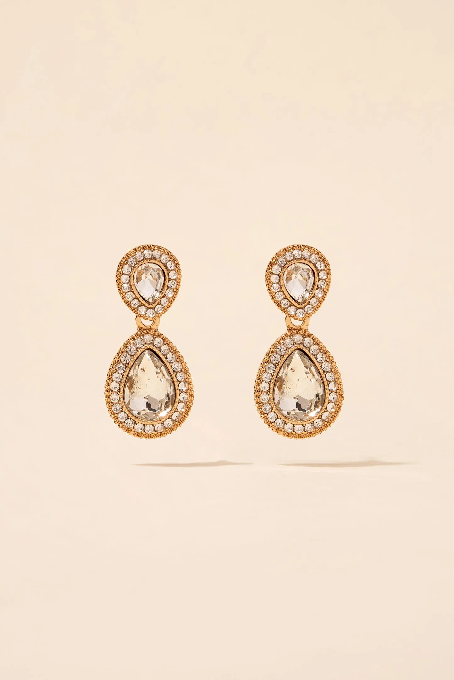 Soho 2-Tiered Rhinestone Teardrop Earrings