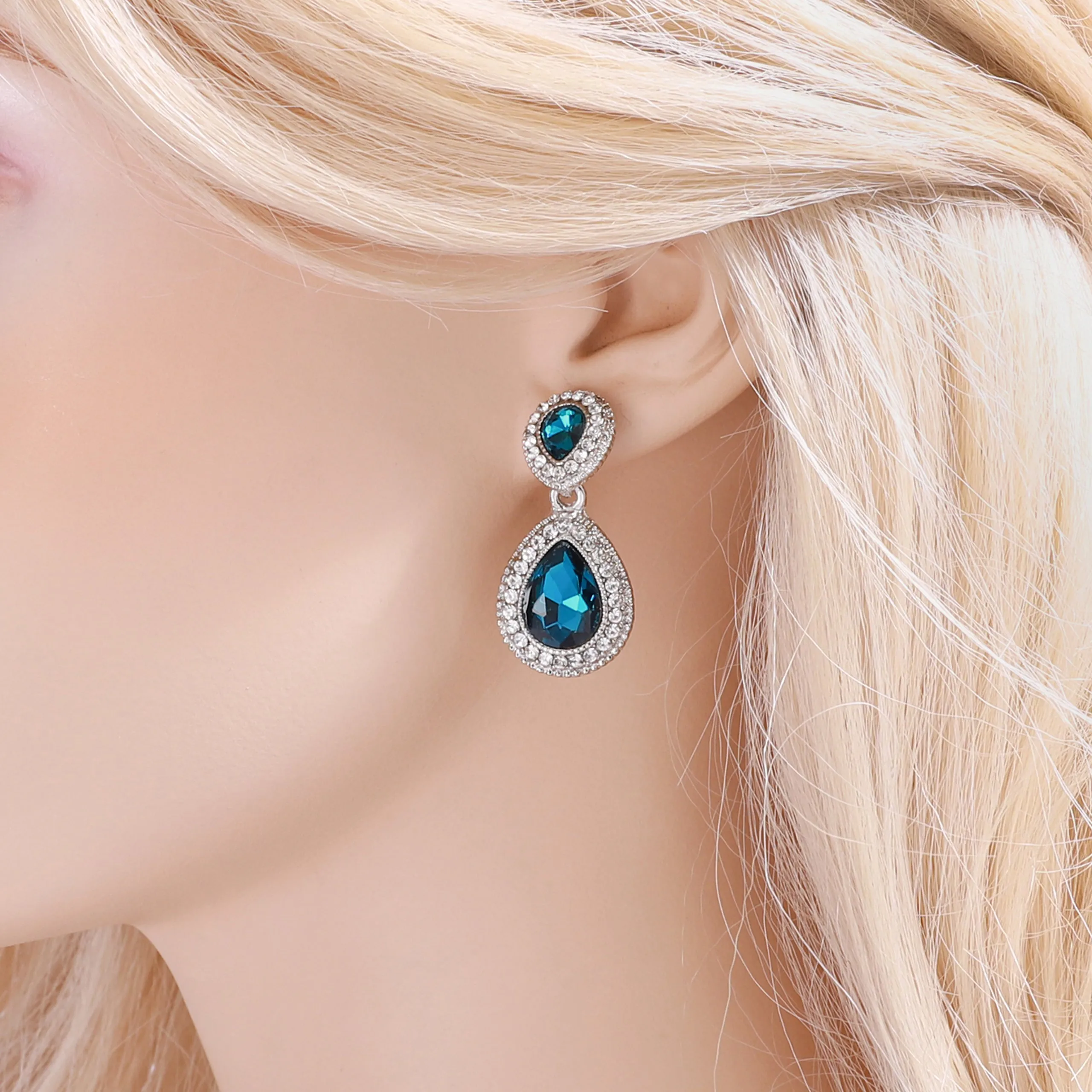 Soho 2-Tiered Rhinestone Teardrop Earrings