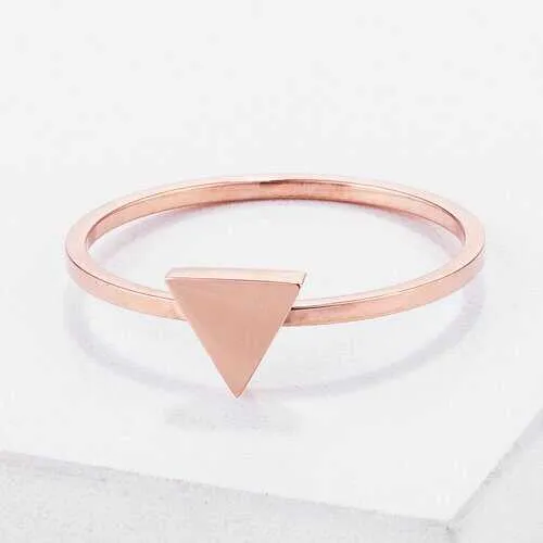 Stainless Steel Rose Goldtone Plated Triangle Stackable Ring