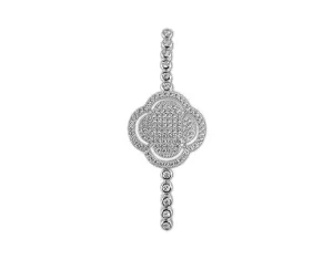 Sterling Silver Clover Halo Bezel Bolo Bracelet