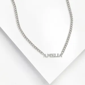 Sterling Silver Nameplate Necklace With XL Curb Chain