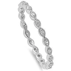 Sterling Silver Oval CZ Stackable Ring