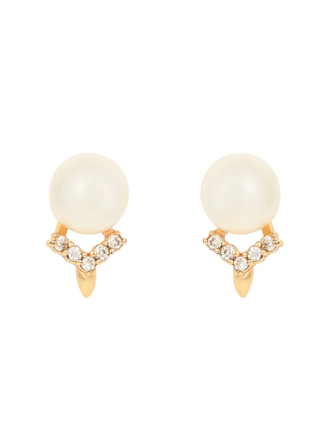 Stylish Latest Fashion Rose Gold -Plated & White Contemporary Studs Earrings for Women