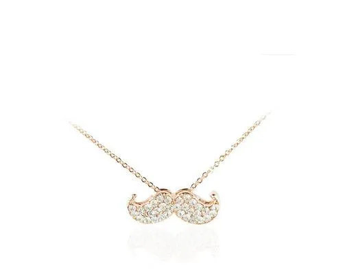 Stylish Mustache Crystal Necklace