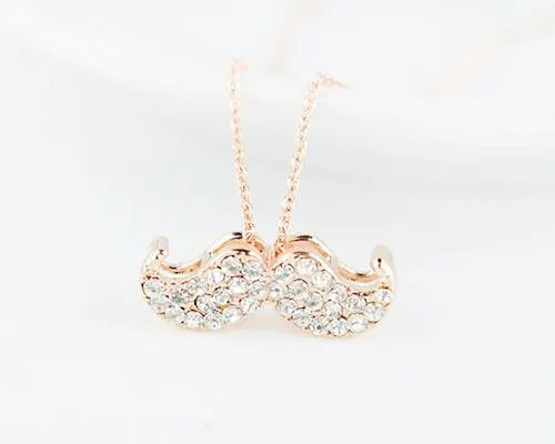 Stylish Mustache Crystal Necklace