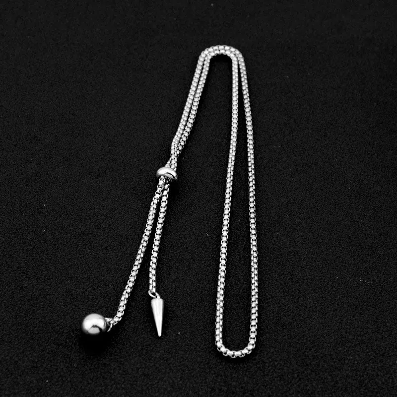 Stylish Stainless Steel Rivet Ball Pendant Necklace  Fashion Jewelry