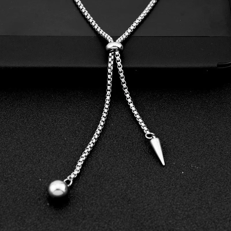 Stylish Stainless Steel Rivet Ball Pendant Necklace  Fashion Jewelry