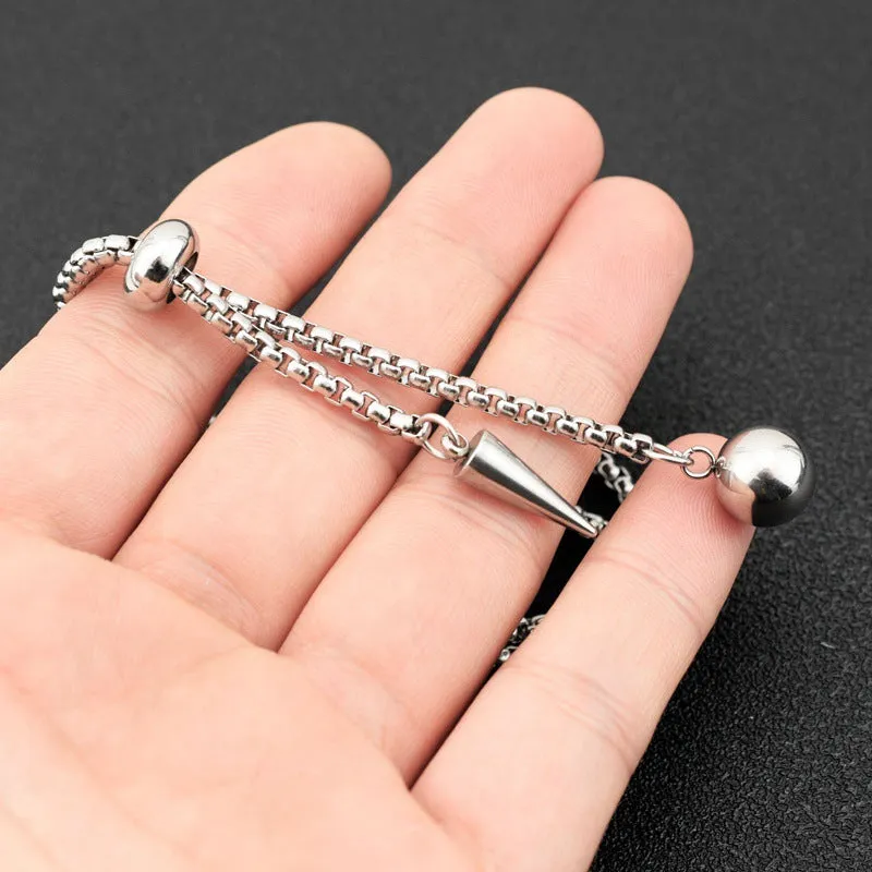 Stylish Stainless Steel Rivet Ball Pendant Necklace  Fashion Jewelry