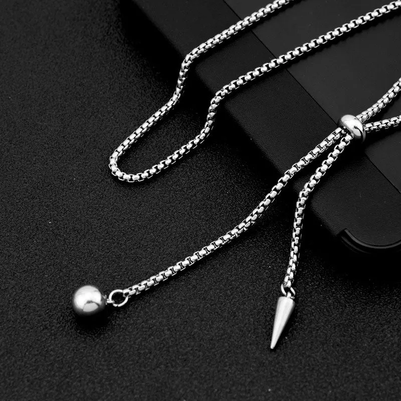 Stylish Stainless Steel Rivet Ball Pendant Necklace  Fashion Jewelry