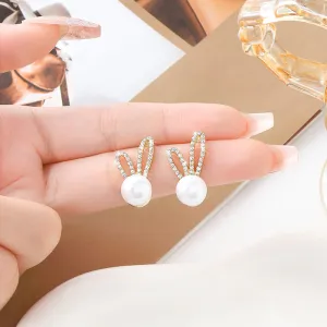 Stylish Vintage Diamond And Pearl Love Earrings