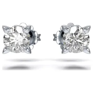 Swarovski Diamond Round Stud 14K White Gold Earrings .75ctw