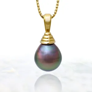 Tahitian pearl pendant in 18k yellow gold - Timeless Elegance - PEYGPE01111