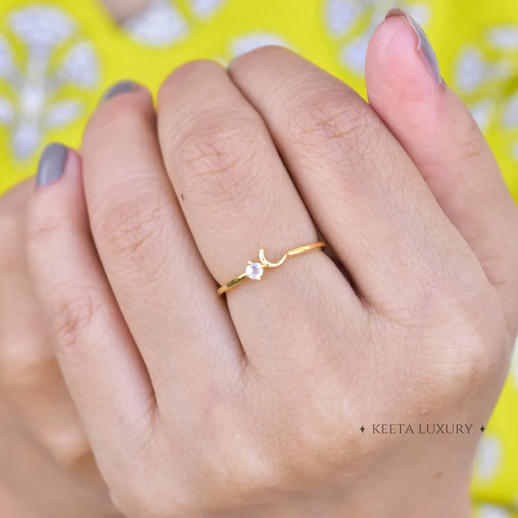 Timeless Crescent - Moonstone Ring