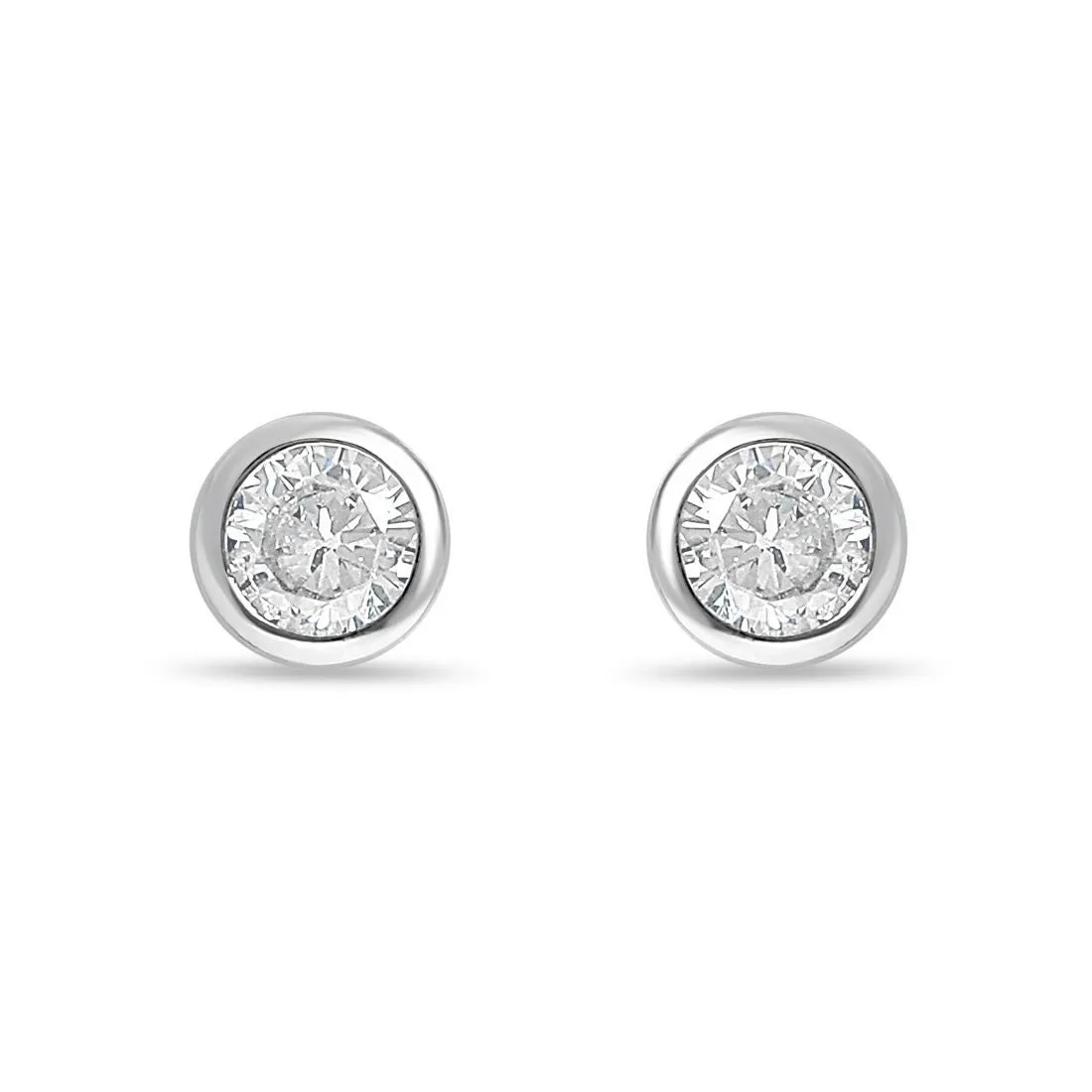 Timeless Rhodium Plated 925 Sterling Silver Stud Earrings