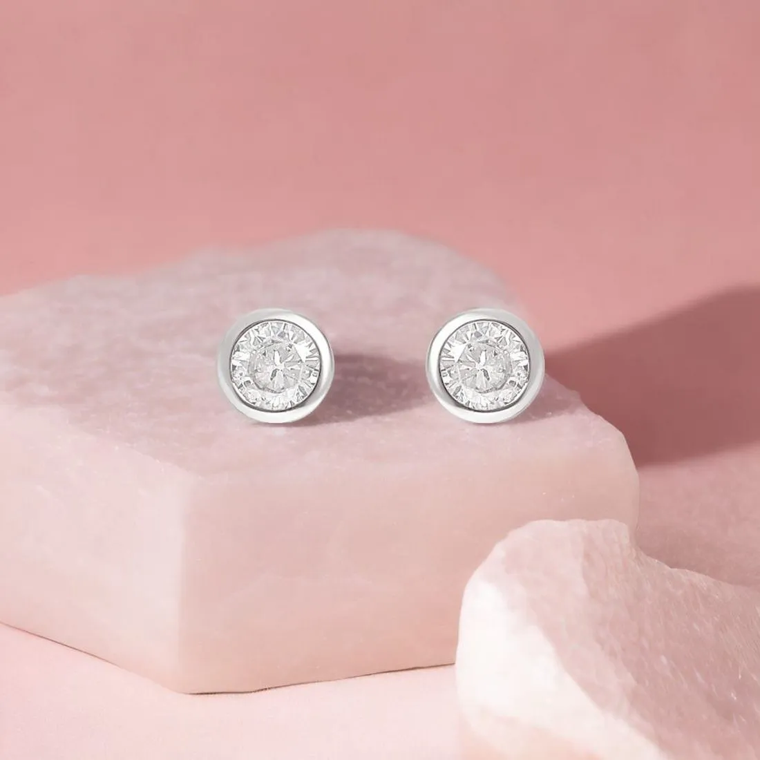 Timeless Rhodium Plated 925 Sterling Silver Stud Earrings